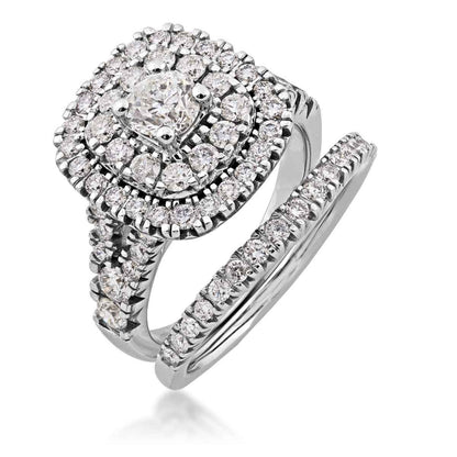 Amaura 2 ct. tw. Round Diamond Wedding Set in 14K White Gold close-up detail