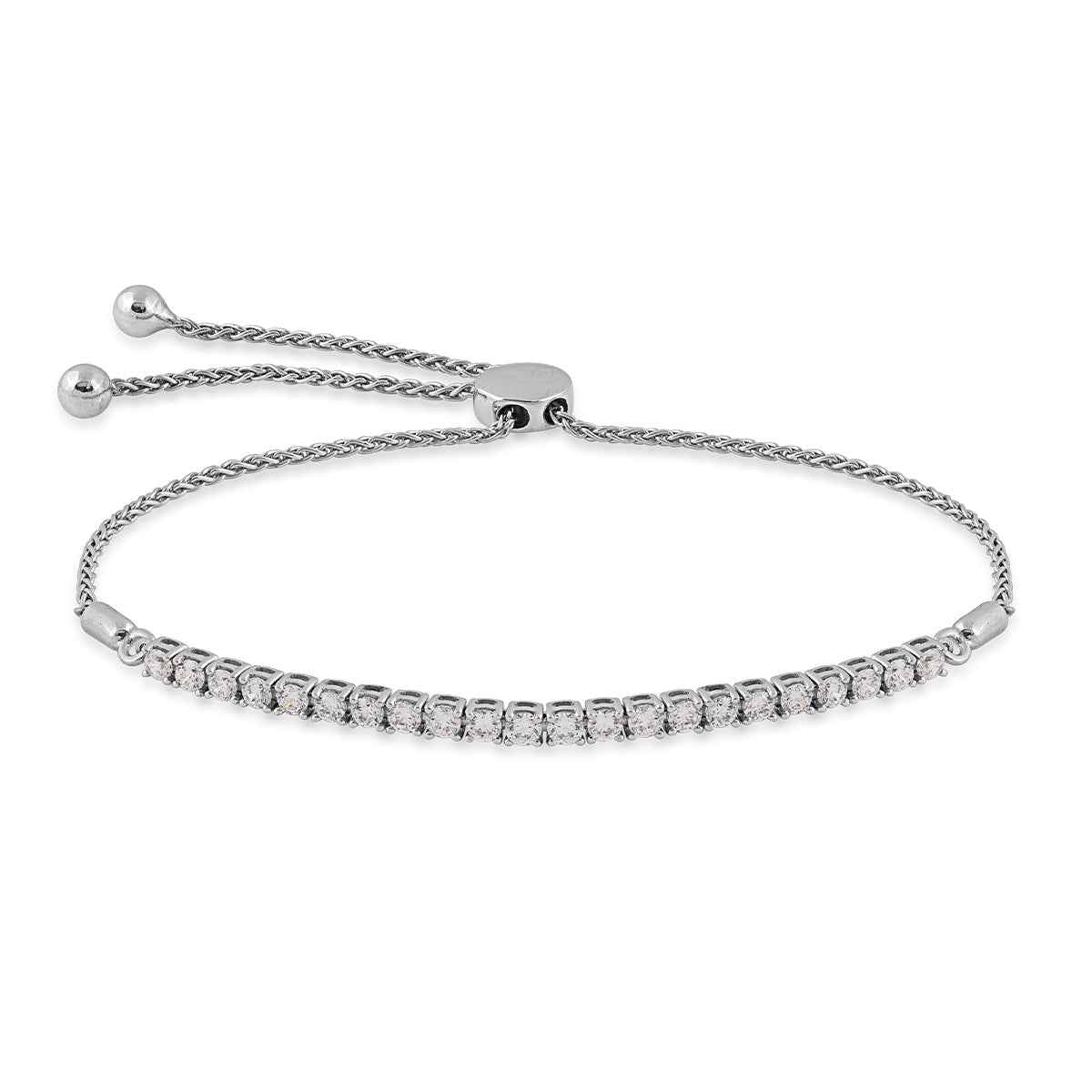 Adamante' Lab Grown Diamond 1 ct. tw. Bolo Bracelet in 10K White Gold