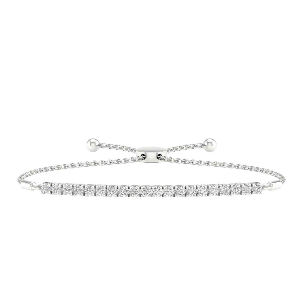 Adamante 2 ct. tw. Lab-Grown Diamond Bolo Bracelet in 10K White Gold
