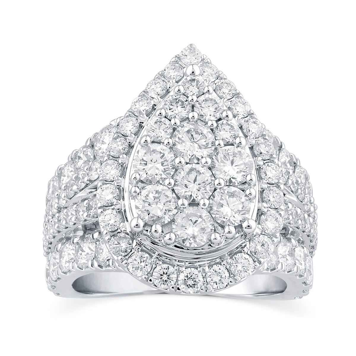 Fairytale Diamonds 4 ct. tw. Diamond Cluster Pear-Shape Engagement Ring in 14K White Gold