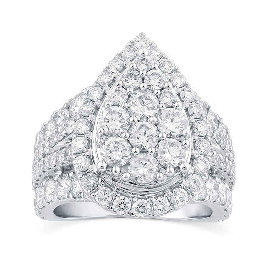 Fairytale Diamonds 4 ct. tw. Diamond Cluster Pear-Shape Engagement Ring in 14K White Gold