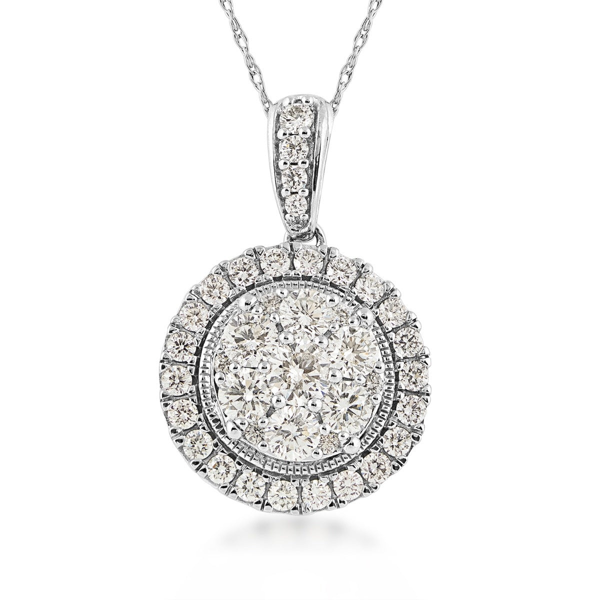 Fairytale Diamonds 1-1/2 ct. tw. Diamond Cluster Pendant in 14K White Gold