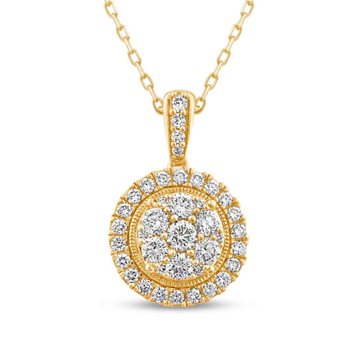 1-1/2 ct. tw. Diamond Cluster Pendant in 14K Yellow Gold