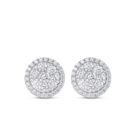 Fairytale Diamonds 2 ct. tw. Round Diamond Cluster Earrings in 14K White Gold