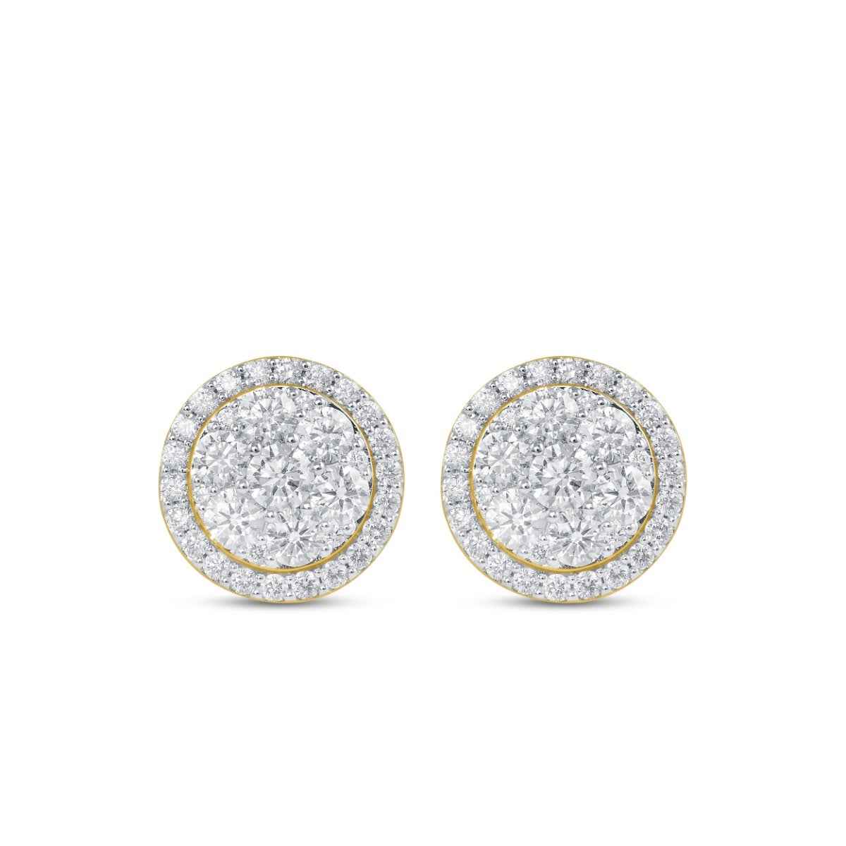 Fairytale Diamonds 2 ct. tw. Round Diamond Cluster Earrings in 14K Yellow Gold