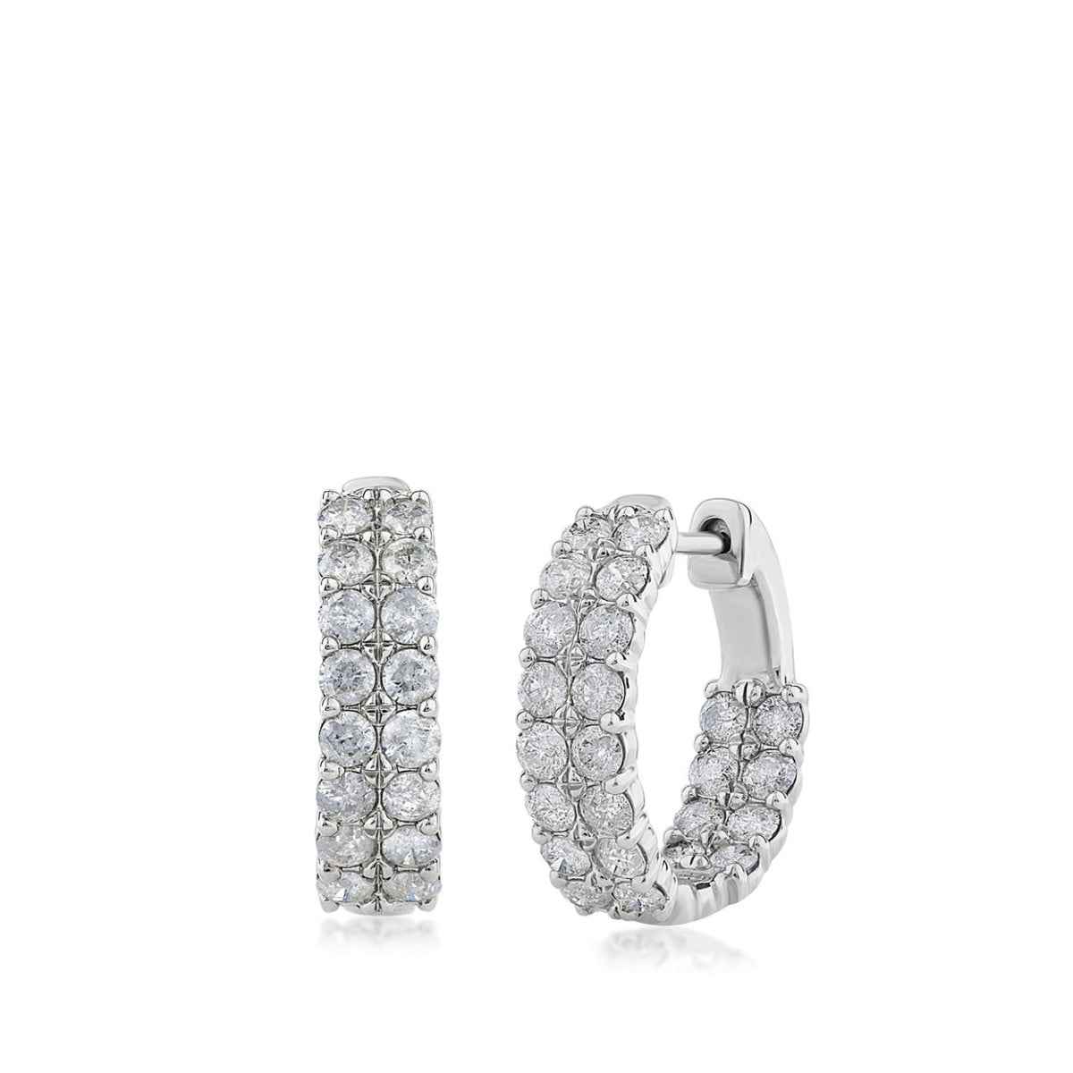 2 ct. tw. Diamond Multirow Hoop Earrings in 14K White Gold