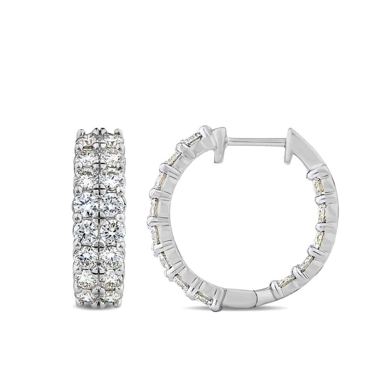 4 ct. tw. Diamond Multirow Inside Out Hoop Earrings in 14K White Gold