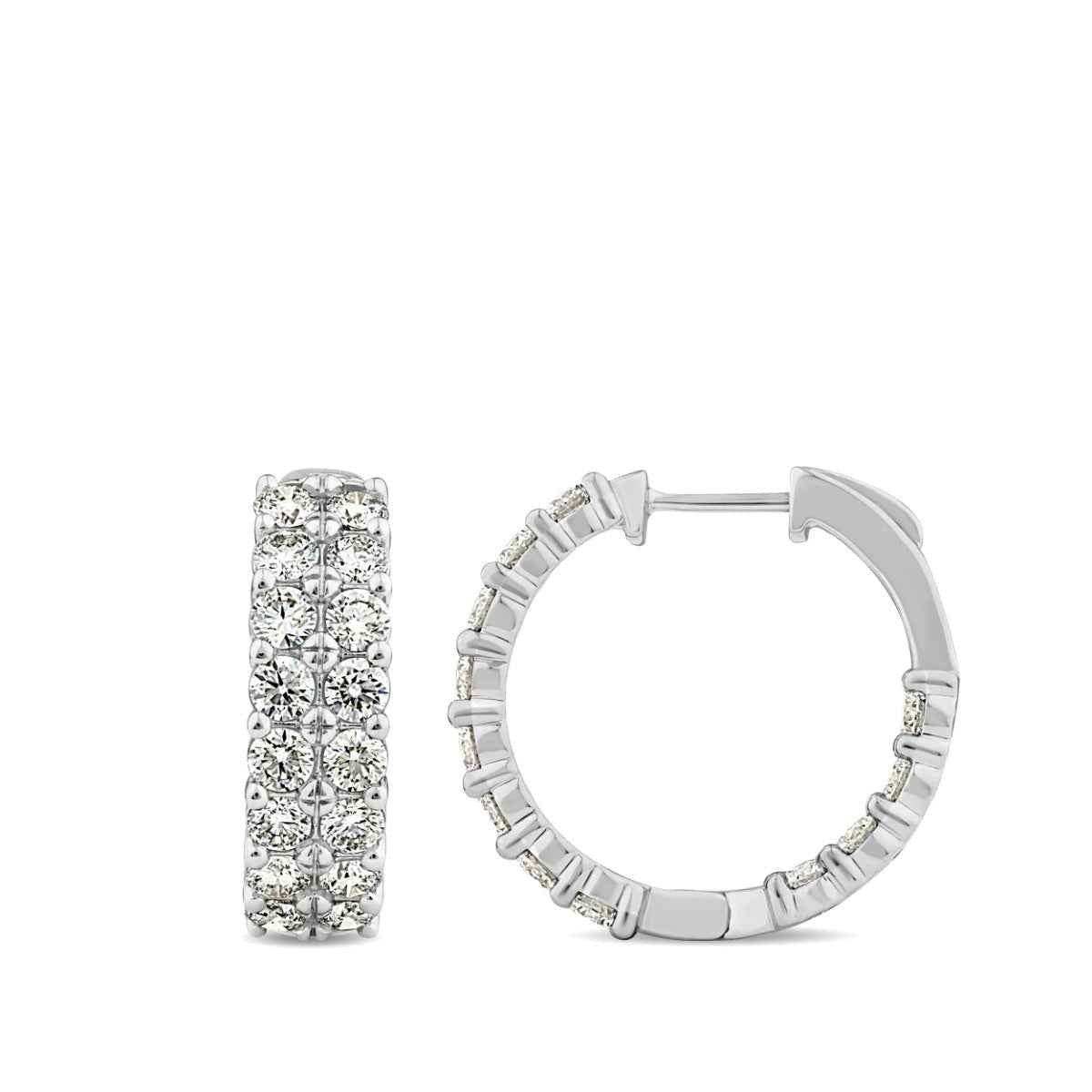 6 ct. tw. Diamond Multirow Inside Out Hoop Earrings in 14K White Gold