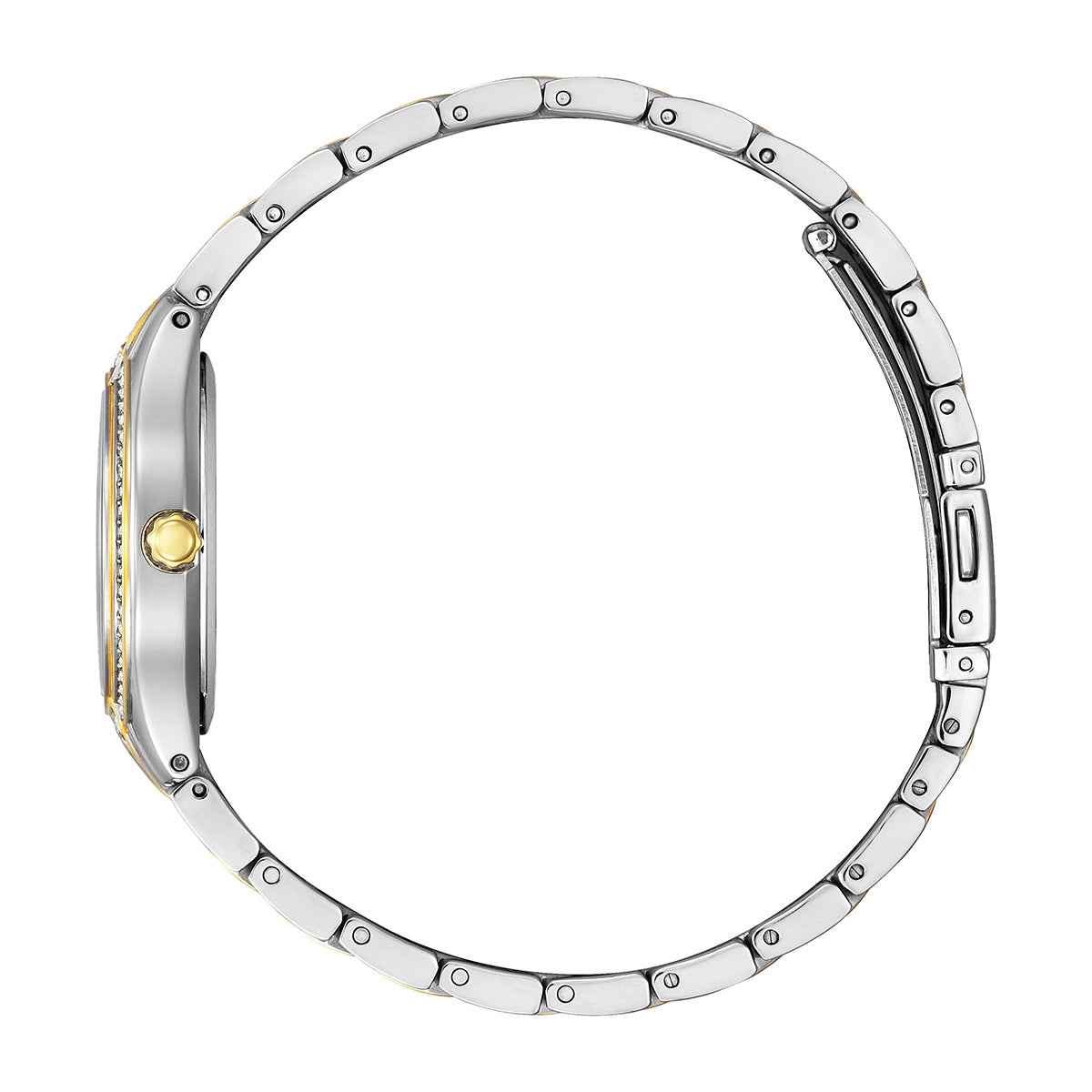 Citizen Ladies' Silhouette Crystal Eco-Drive Two-Tone Stainless Steel Watch with Blue Dial front view