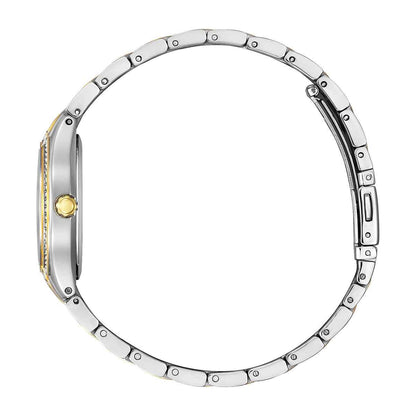 Citizen Ladies' Silhouette Crystal Eco-Drive Two-Tone Stainless Steel Watch with Blue Dial front view