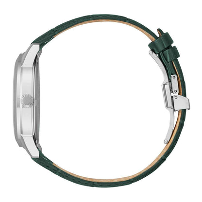 Citizen Ladies' Corso Stainless Steel Eco-Drive Watch with Ivory Dial & Green Leather Strap front view