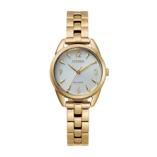 Citizen Ladies' Drive Eco-Drive Gold-Tone Stainless Steel Watch with Silver Dial