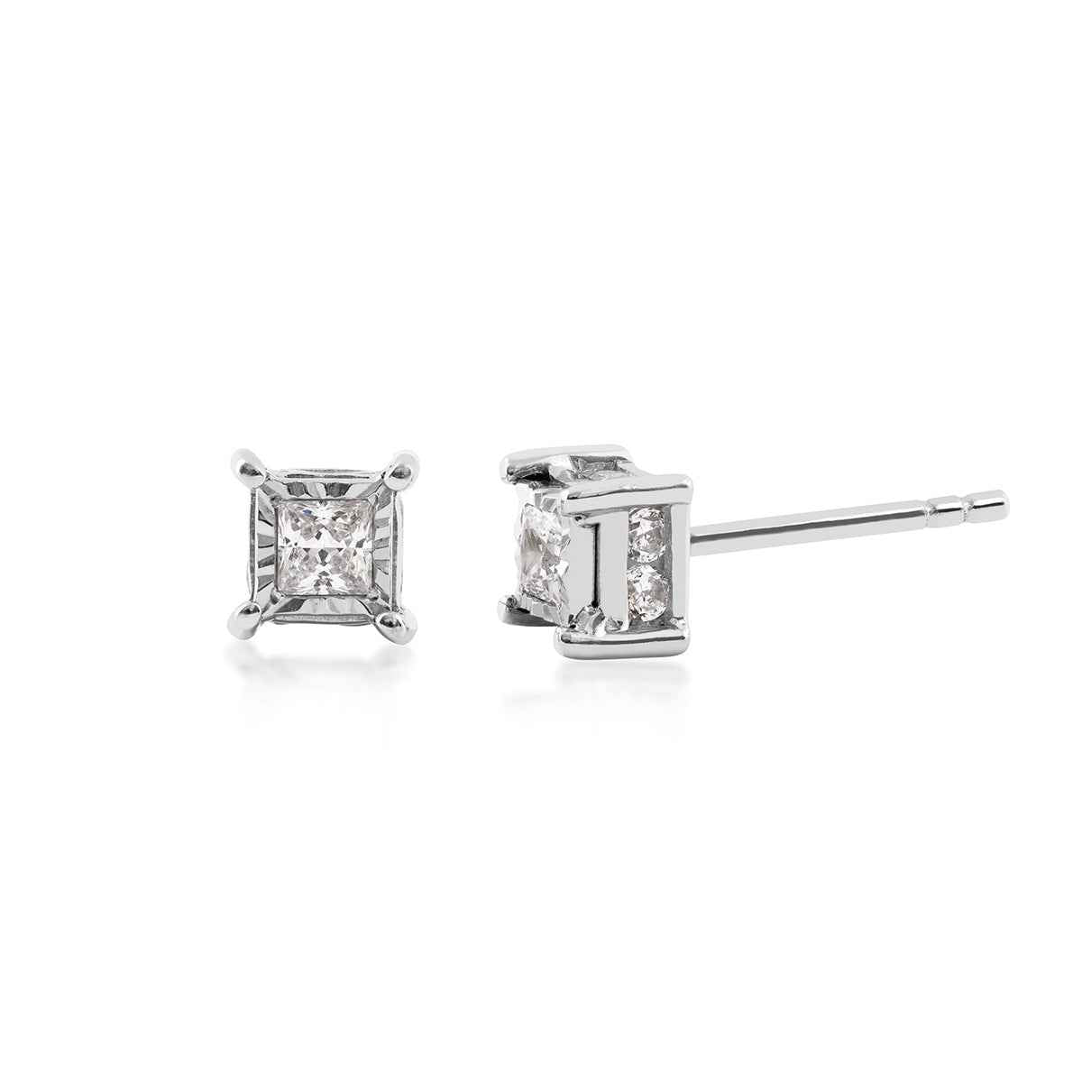 1/2 ct. tw. Princess Cut Diamond Solitaire Earrings in 10K White Gold