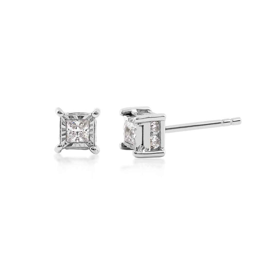 1/2 ct. tw. Princess Cut Diamond Solitaire Earrings in 10K White Gold