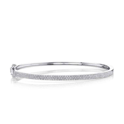 Shy Creation 1/2 ct. tw. Diamond Pave Hinged Bangle in 14K White Gold