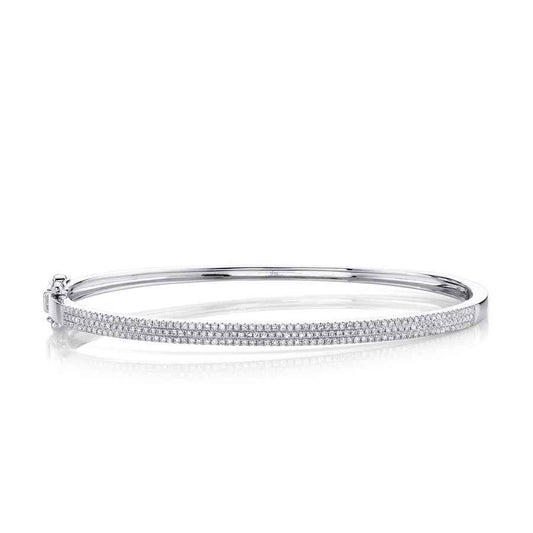 Shy Creation 1/2 ct. tw. Diamond Pave Hinged Bangle in 14K White Gold
