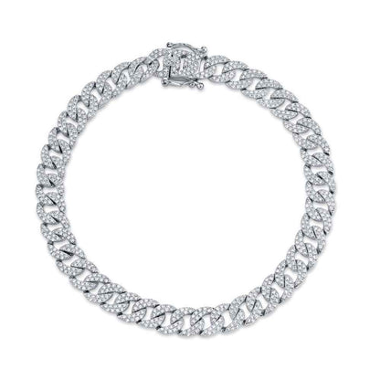 Shy Creation 1-5/8 ct. tw. Diamond Pave Curb Link Bracelet in 14K White Gold