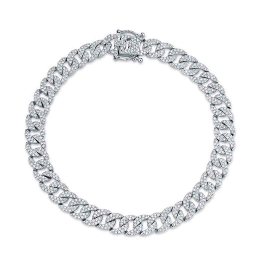Shy Creation 1-5/8 ct. tw. Diamond Pave Curb Link Bracelet in 14K White Gold