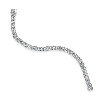 Shy Creation 1-5/8 ct. tw. Diamond Pave Curb Link Bracelet in 14K White Gold front view