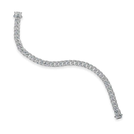 Shy Creation 1-5/8 ct. tw. Diamond Pave Curb Link Bracelet in 14K White Gold front view