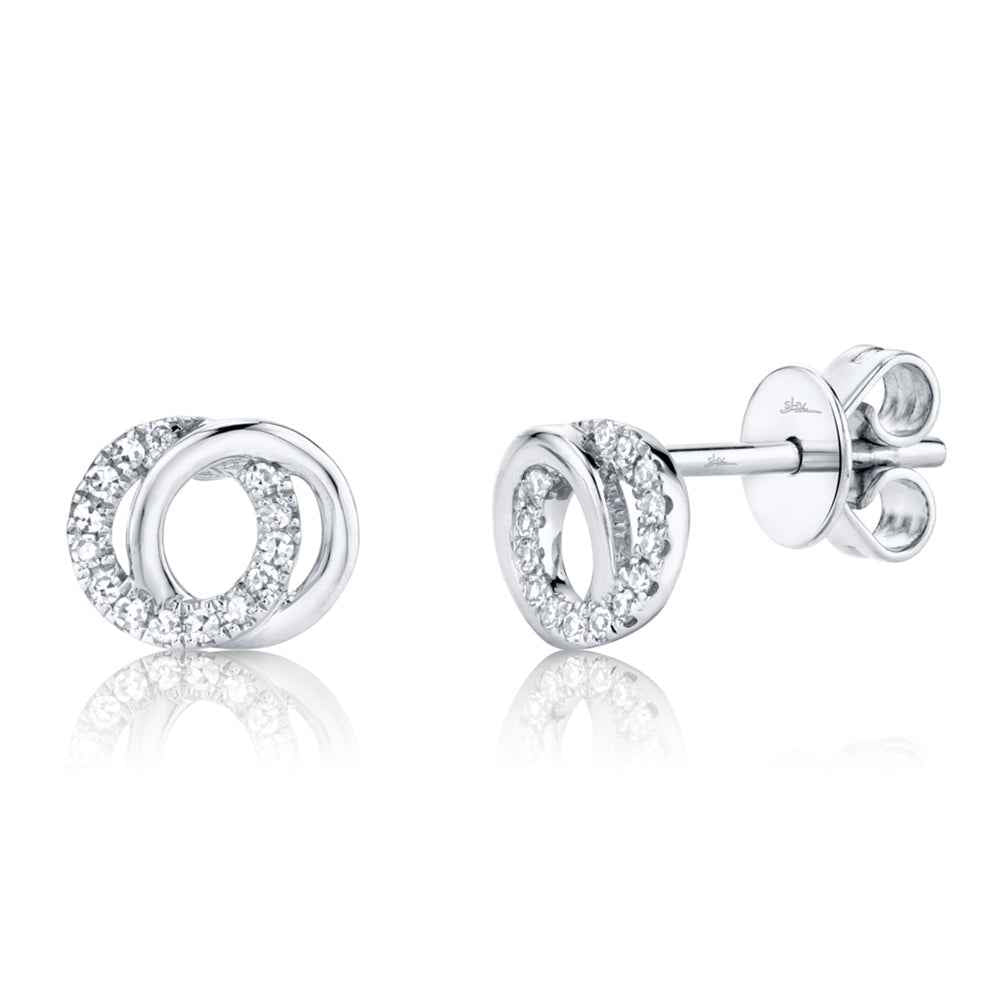 Shy Creation 1/10 ct. tw. Diamond Interlocking Circle Earrings in 14K White Gold
