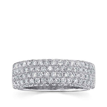 Shy Creation 1-1/3 ct. tw. Diamond Multirow Pave Ring in 14K White Gold front view