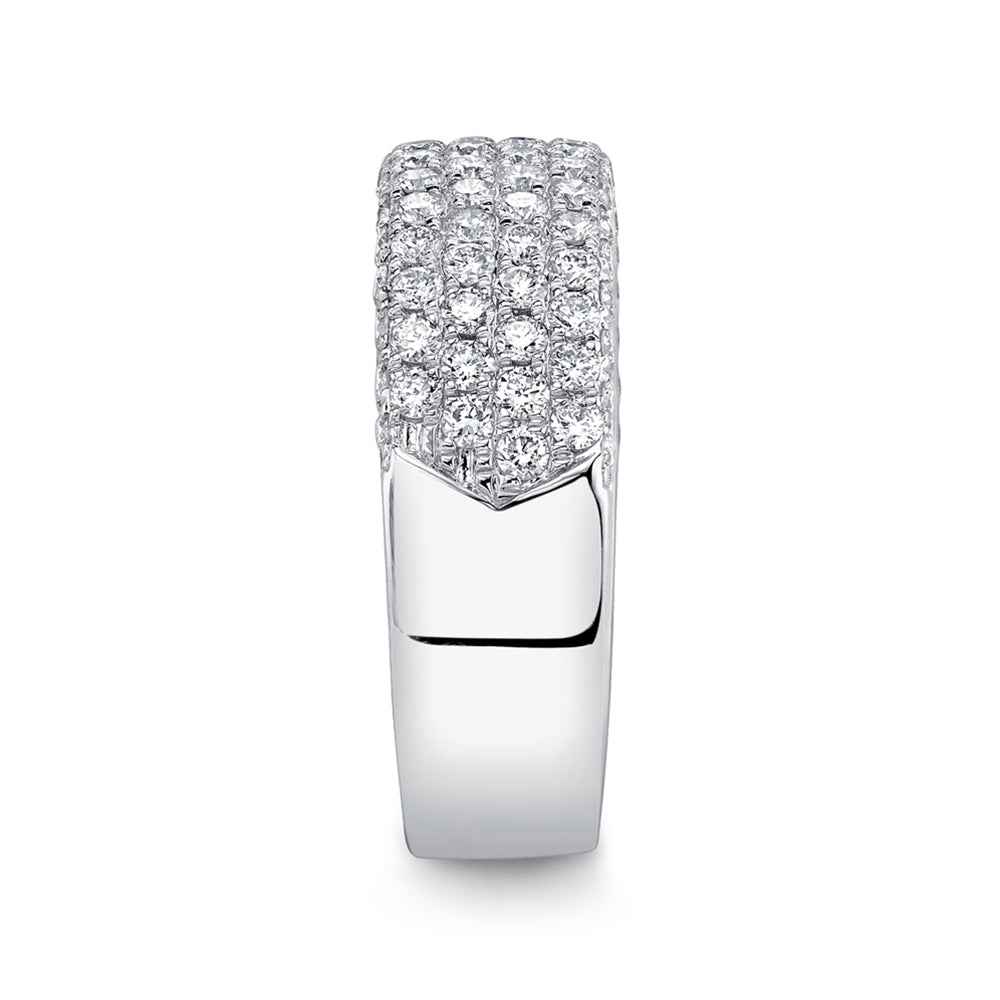 Shy Creation 1-1/3 ct. tw. Diamond Multirow Pave Ring in 14K White Gold close-up detail