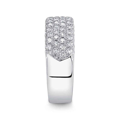 Shy Creation 1-1/3 ct. tw. Diamond Multirow Pave Ring in 14K White Gold close-up detail