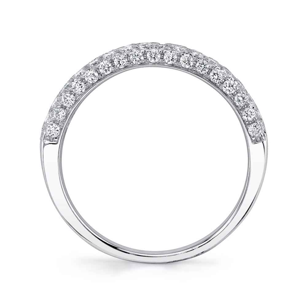 Shy Creation 1-1/3 ct. tw. Diamond Multirow Pave Ring in 14K White Gold side profile