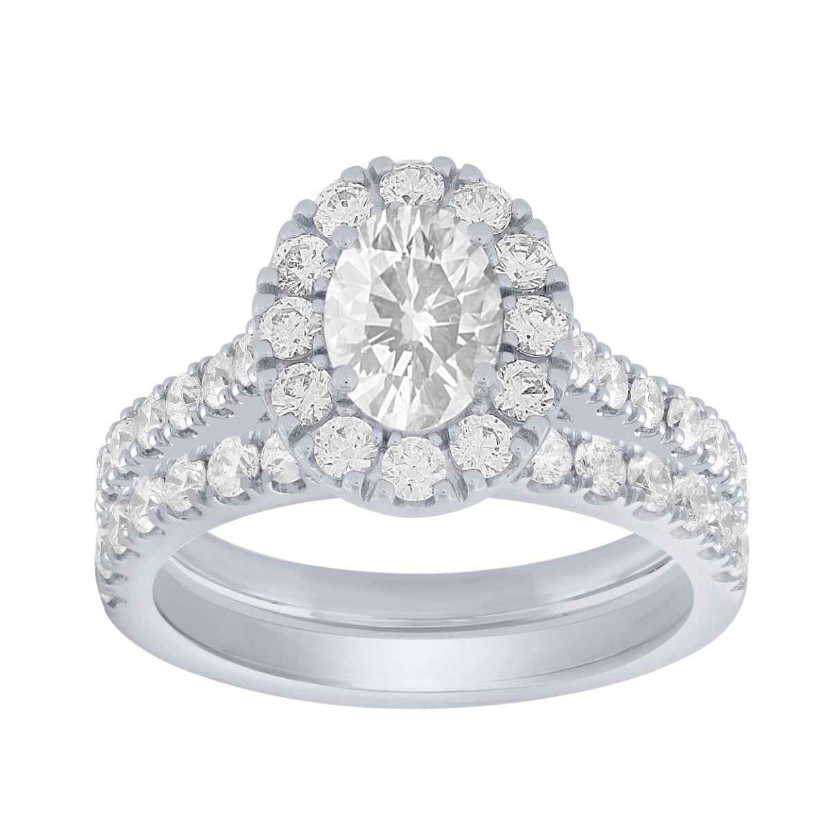 Amaura 2-1/5 ct. tw. Oval Diamond Halo Wedding Set in 14K White Gold