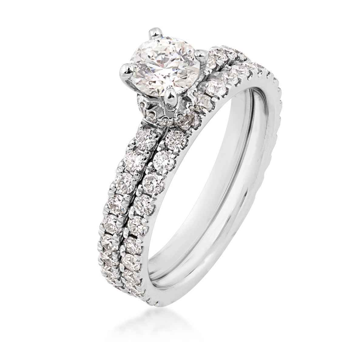 Noventa 1-1/2 ct. tw. Round Brilliant Diamond Wedding Set in 14K White Gold front view