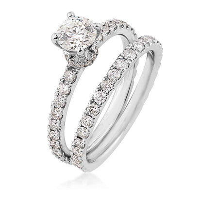 Noventa 1-1/2 ct. tw. Round Brilliant Diamond Wedding Set in 14K White Gold close-up detail