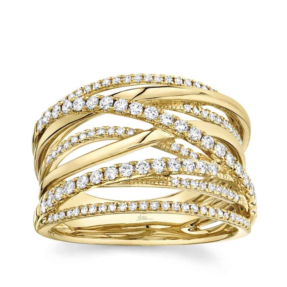 Shy Creation 5/8 ct. tw. Multirow Crossover Ring in 14K Yellow Gold