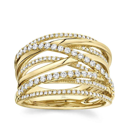 Shy Creation 5/8 ct. tw. Multirow Crossover Ring in 14K Yellow Gold