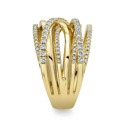 Shy Creation 5/8 ct. tw. Multirow Crossover Ring in 14K Yellow Gold front view