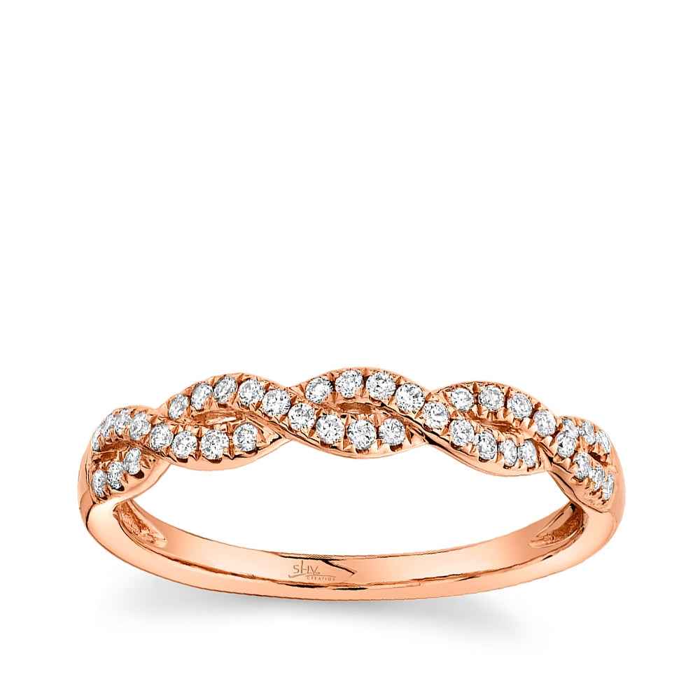 Shy Creation 1/5 ct. tw. Diamond Twist Stackable Ring in 14K Pink Gold
