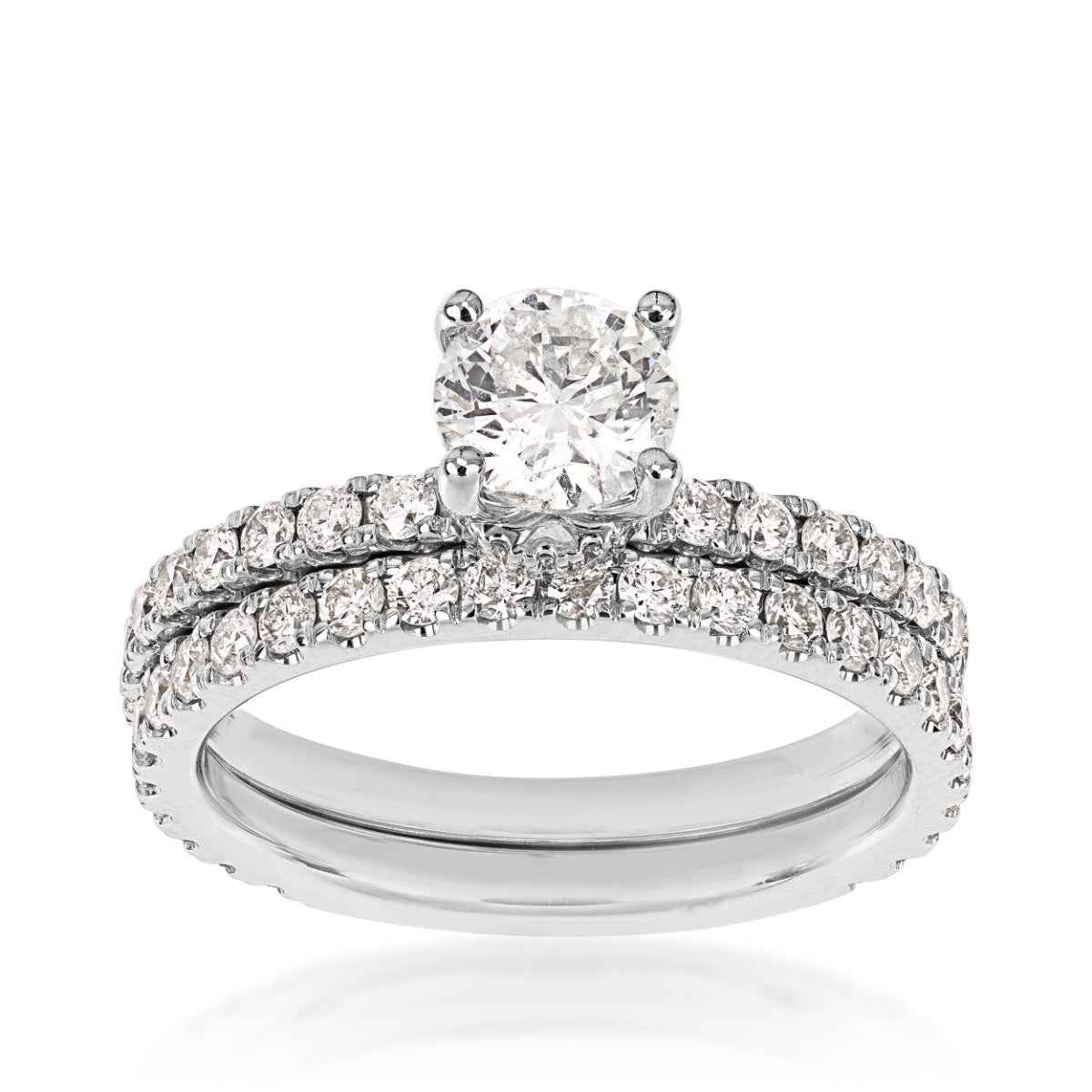 Noventa 1-3/4 ct. tw. Round Diamond Wedding Set with Diamond Bands in 14K White Gold