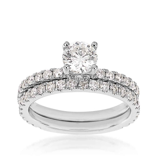 Noventa 1-3/4 ct. tw. Round Diamond Wedding Set with Diamond Bands in 14K White Gold