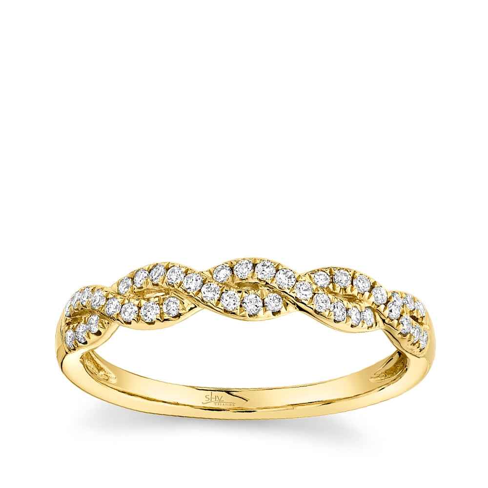 Shy Creation 1/5 ct. tw. Diamond Twist Stackable Ring in 14K Yellow Gold