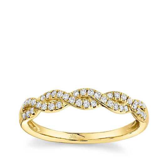 Shy Creation 1/5 ct. tw. Diamond Twist Stackable Ring in 14K Yellow Gold