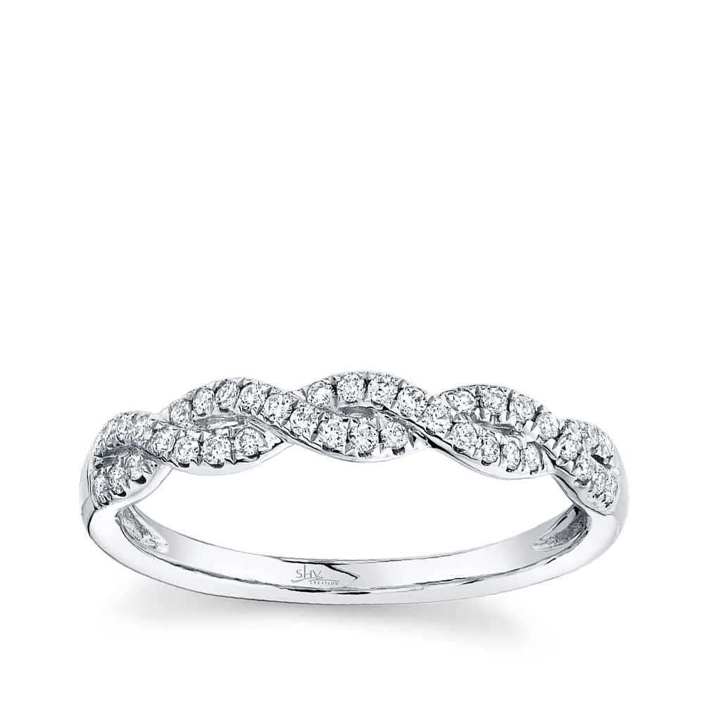 Shy Creation 1/5 ct. tw. Diamond Twist Stackable Ring in 14K White Gold