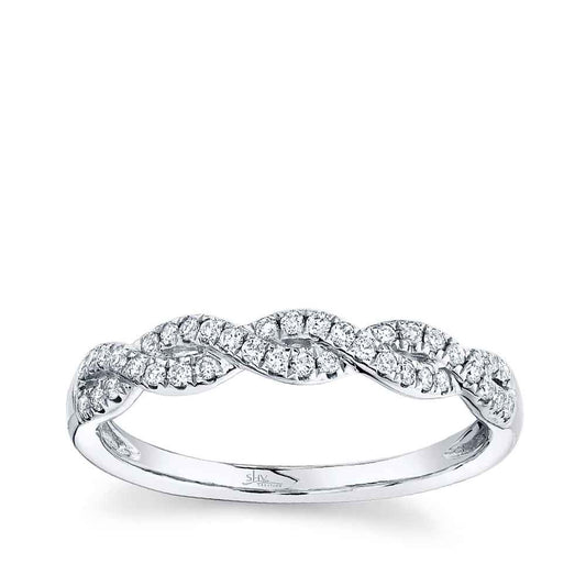 Shy Creation 1/5 ct. tw. Diamond Twist Stackable Ring in 14K White Gold