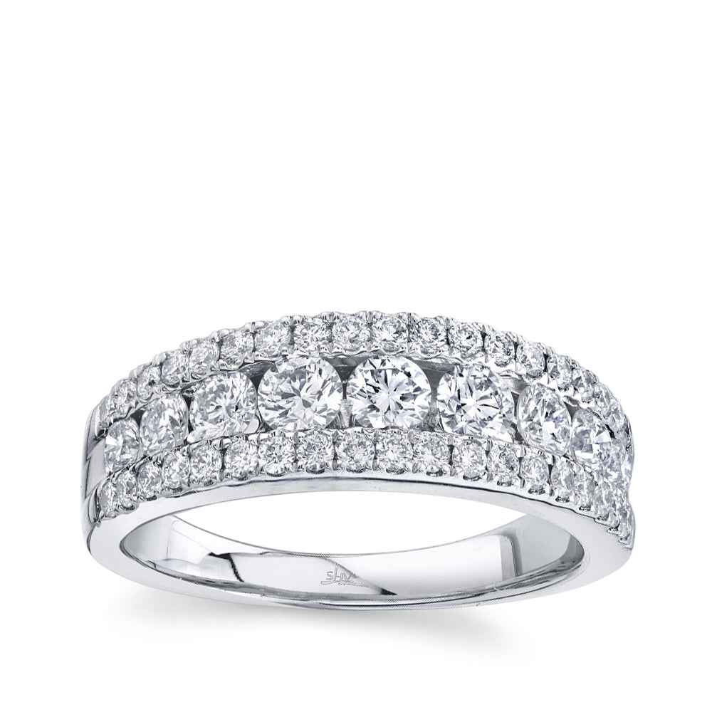 Shy Creation 1-1/3 ct. tw. Diamond Triple Row Ring in 14K White Gold
