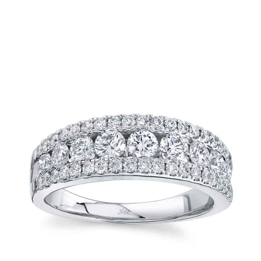 Shy Creation 1-1/3 ct. tw. Diamond Triple Row Ring in 14K White Gold