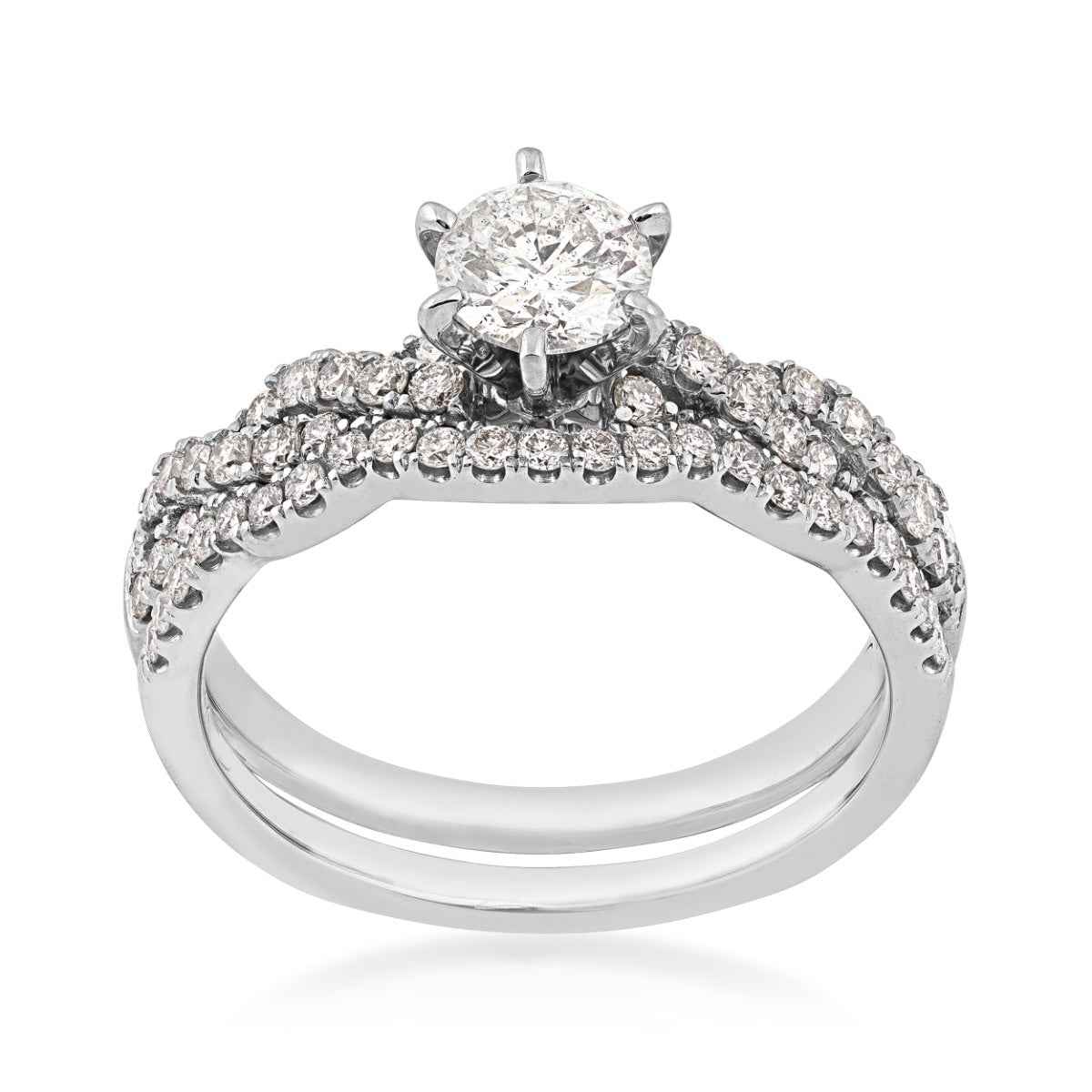 Noventa 1 ct. tw. Round Brilliant Diamond Wedding Set in 14K White Gold