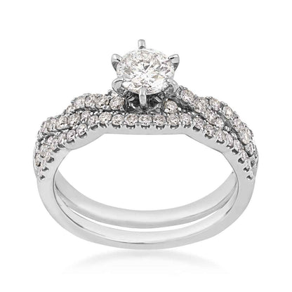 Noventa 1 ct. tw. Round Brilliant Diamond Wedding Set in 14K White Gold