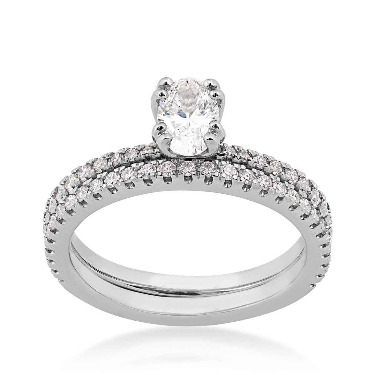 Noventa 1 ct. tw. Oval Diamond Wedding Set in 14K White Gold
