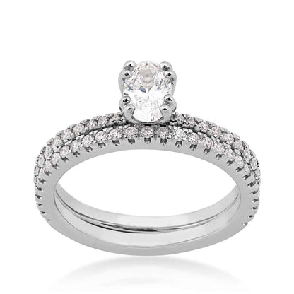 Noventa 1 ct. tw. Oval Diamond Wedding Set in 14K White Gold