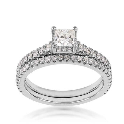 Noventa 1 ct. tw. Princess Cut Diamond Hidden Halo Wedding Set in 14K White Gold