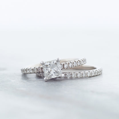 Noventa 1-1/4 ct. tw. Princess Cut Diamond Wedding Set in 14K White Gold side profile